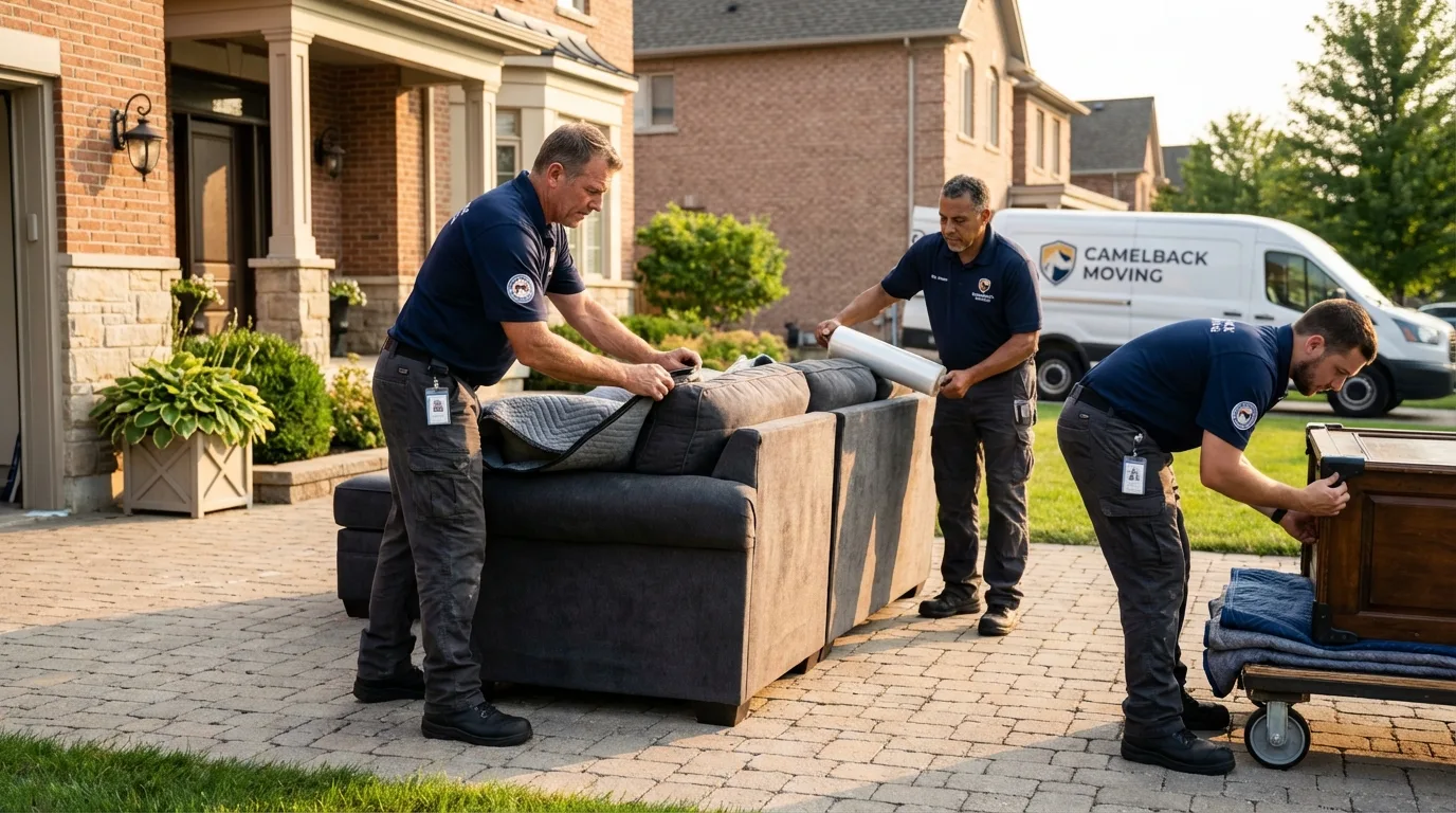 Large estate moving crew wrapping furniture in Weeping Water, NE